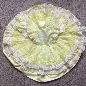 Vintage Betty Oden Full Circle Ruffle Dress Yellow Toddler